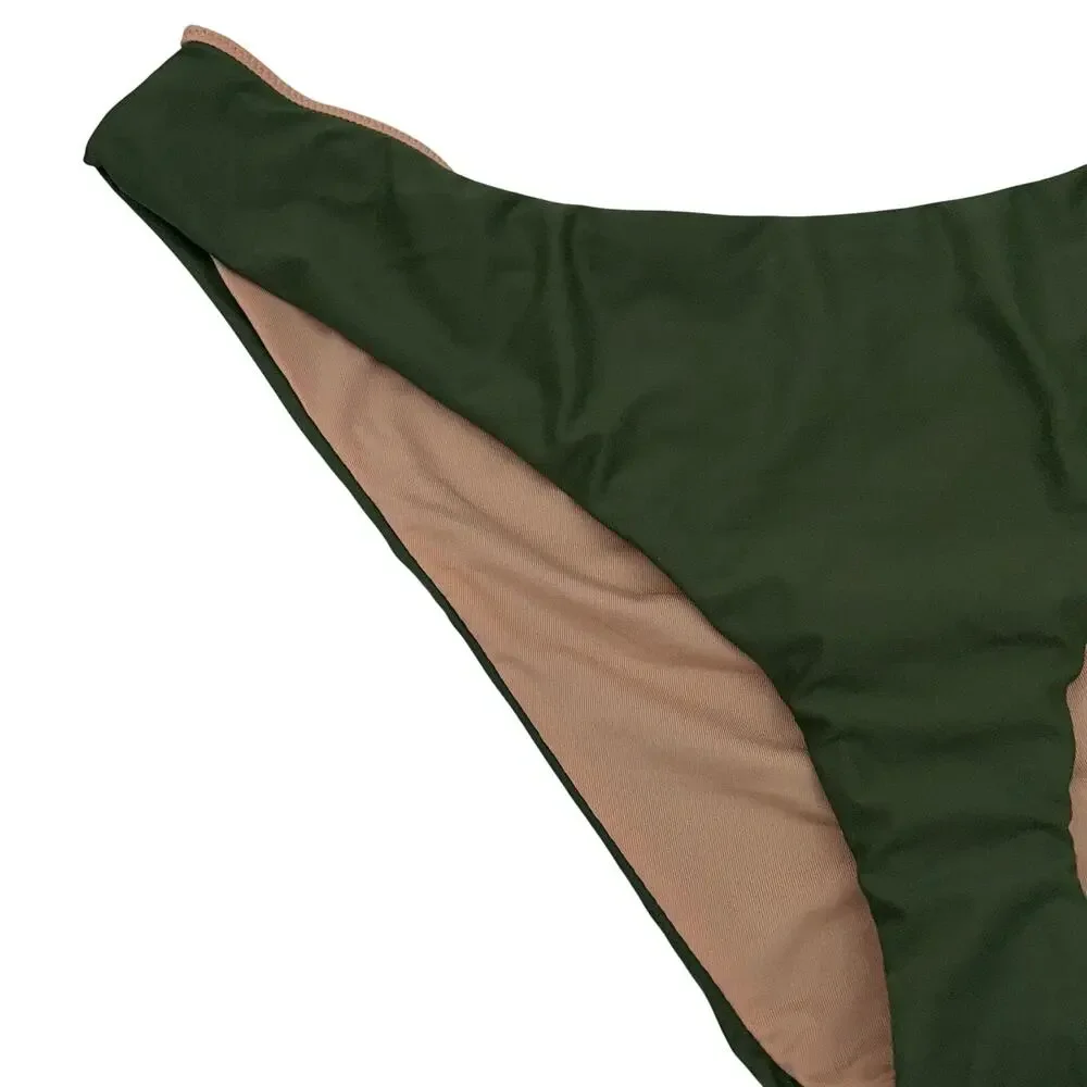 New J. Crew Green Curved Waist Cheeky Bikini Swim Bathing Suit Bottom Size 2X